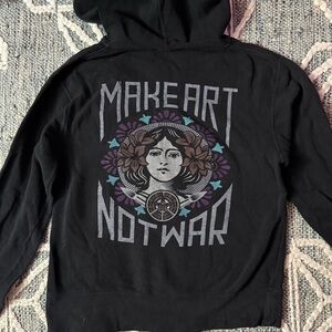 Vintage Y2K Obey Shepard Fairey Zip Hoodie Make Art Not War L women’s